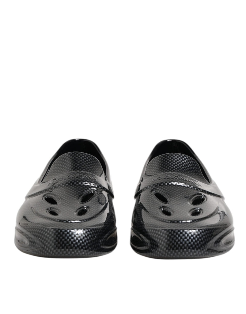 Dolce & Gabbana Black Rubber Slides Low Top Sneakers Shoes - Beyzy Store - Dolce & Gabbana