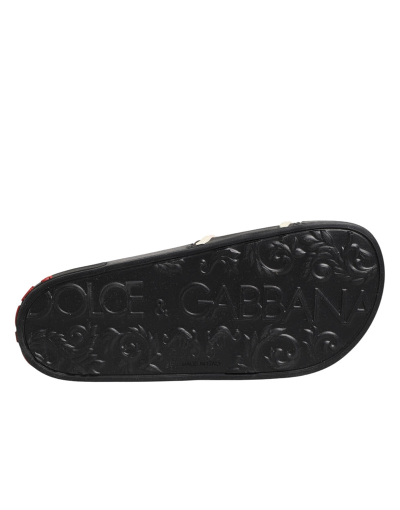 Dolce & Gabbana Black Rubber Slides Sandals Beachwear Shoes - Beyzy Store - Dolce & Gabbana