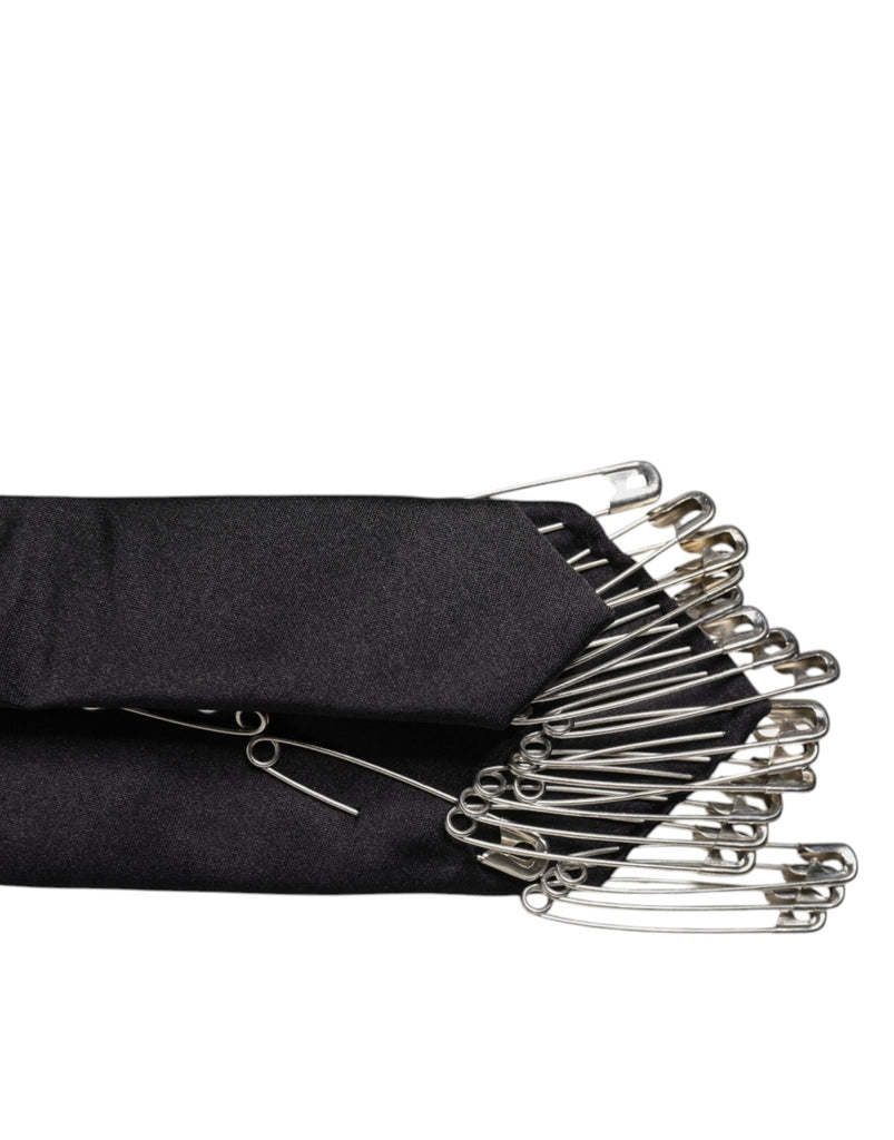 Dolce & Gabbana Black Safety Pins Silk Adjustable Necktie Accessory Tie - Beyzy Store - Dolce & Gabbana