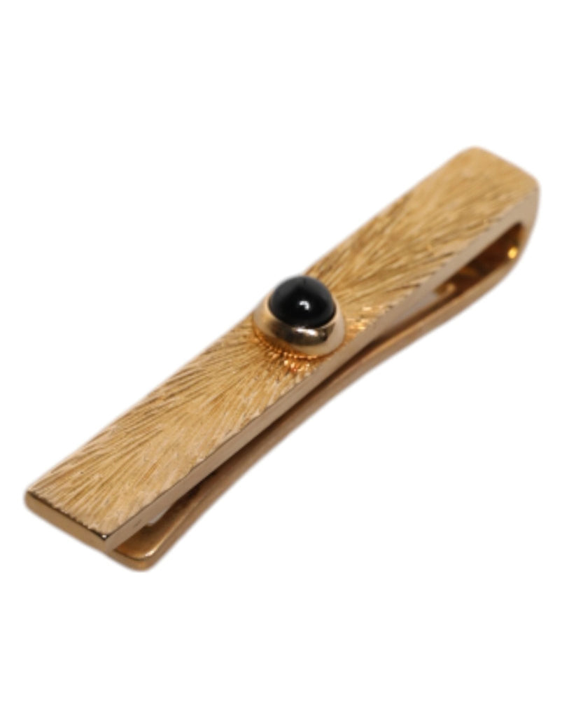 Dolce & Gabbana Black Sapphire Gold Tone Brass Tie Clip Bar - Beyzy Store - Dolce & Gabbana