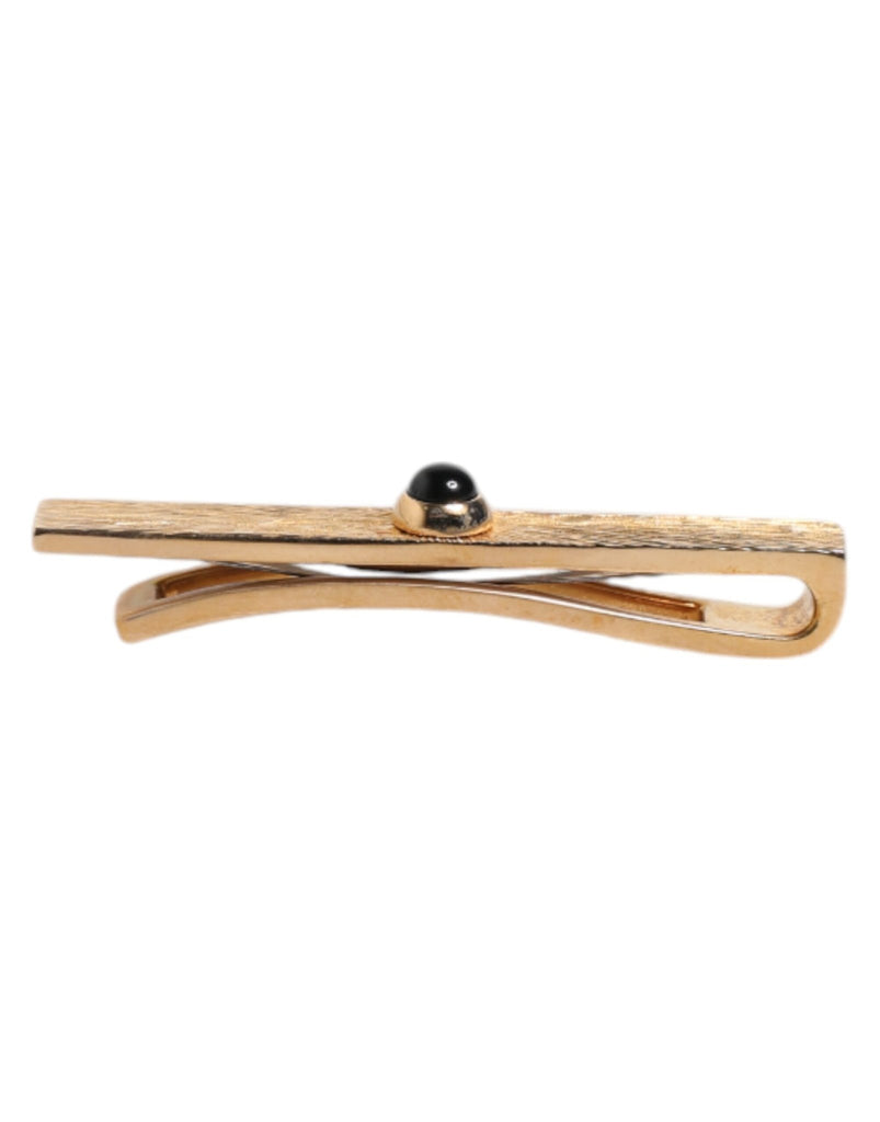 Dolce & Gabbana Black Sapphire Gold Tone Brass Tie Clip Bar - Beyzy Store - Dolce & Gabbana