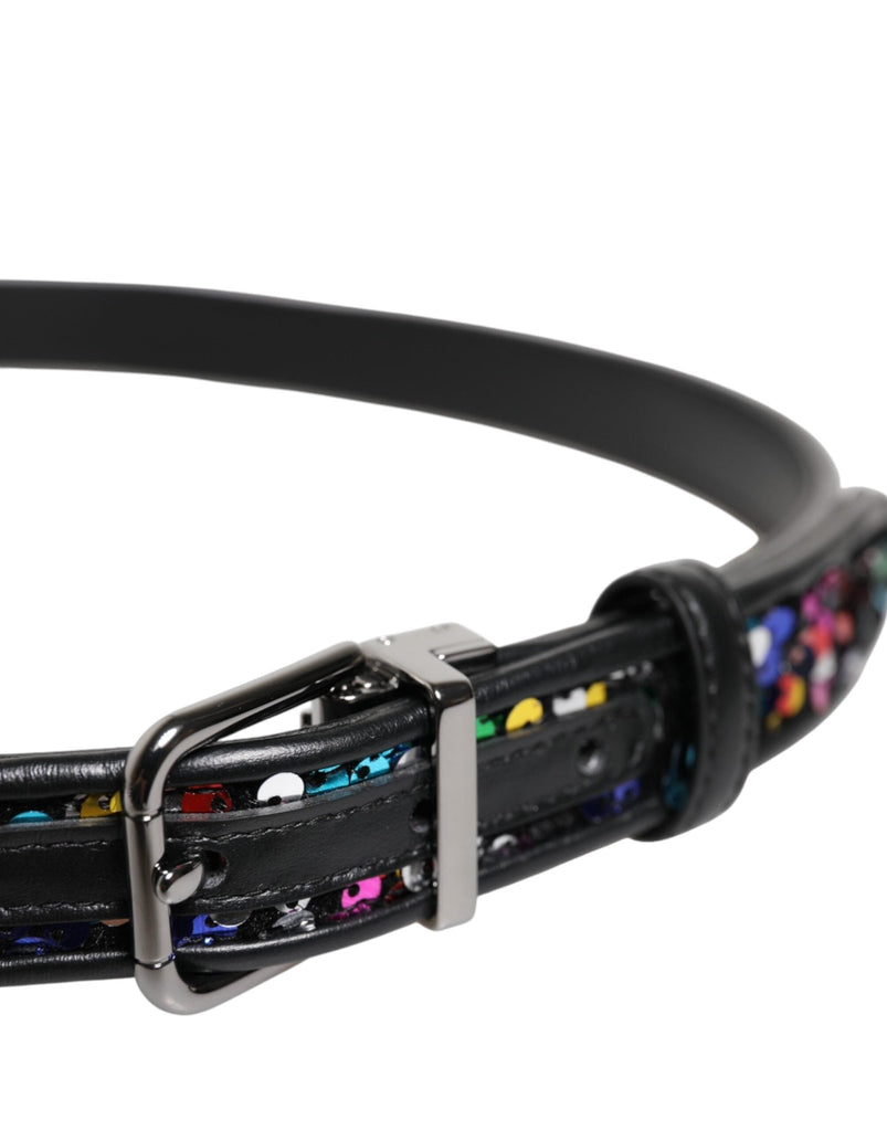 Dolce & Gabbana Black Sequin Embellished Metal Buckle Belt - Beyzy Store - Dolce & Gabbana