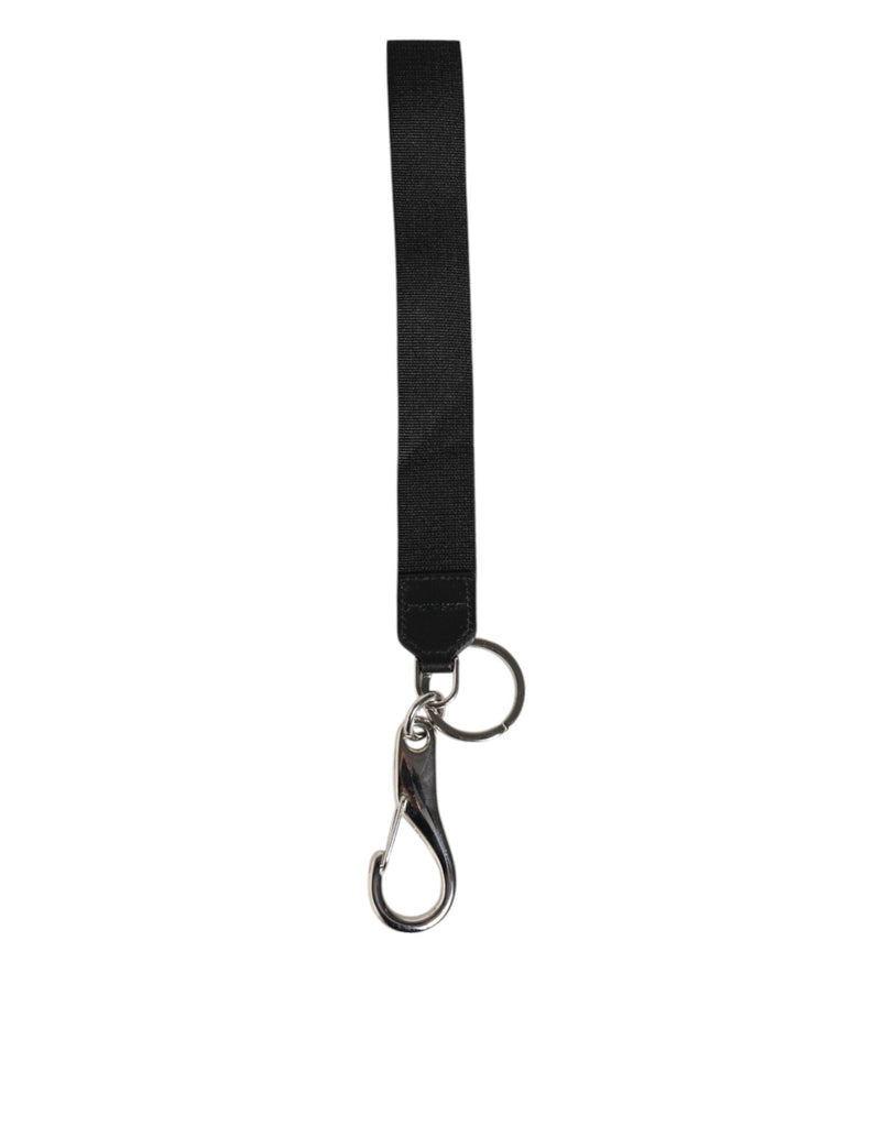Dolce & Gabbana Black Silver Nylon DG Crown Men's Holder Keychain Keyring - Beyzy Store - Dolce & Gabbana