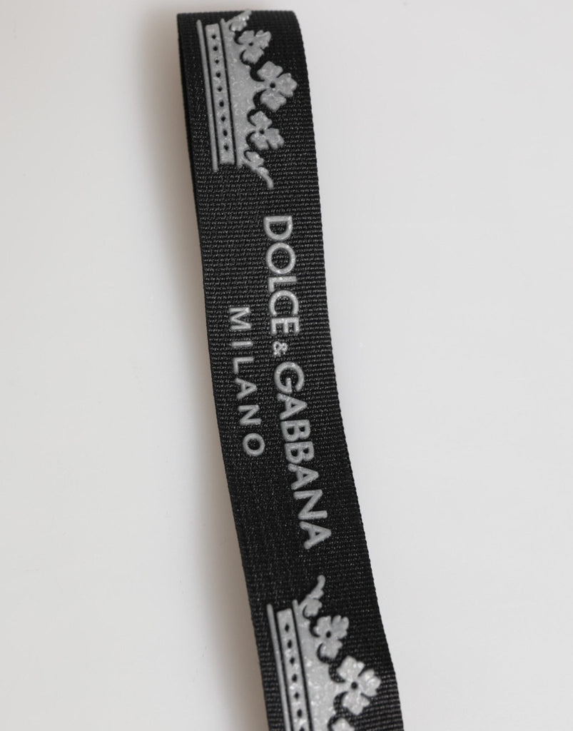 Dolce & Gabbana Black Silver Nylon DG Crown Men's Holder Keychain Keyring - Beyzy Store - Dolce & Gabbana