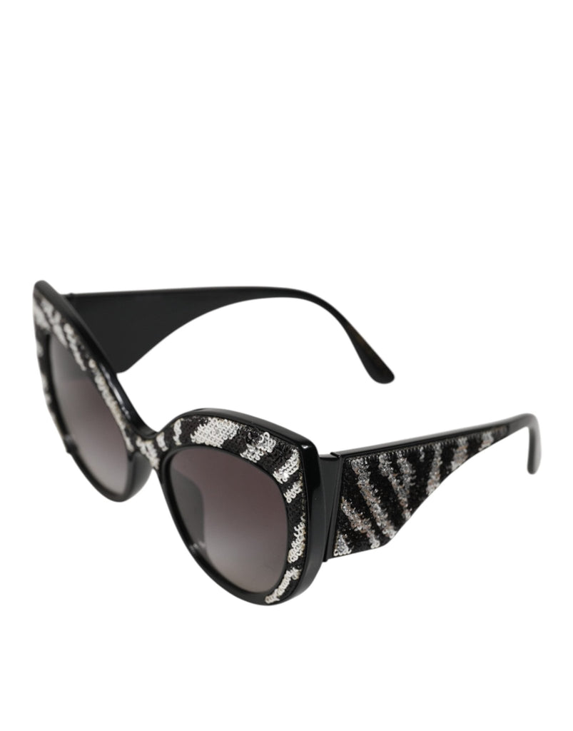 Dolce & Gabbana Black Silver Sequin Butterfly Polarized Sunglasses - Beyzy Store - Dolce & Gabbana