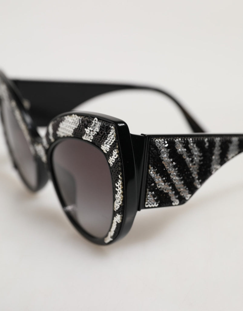 Dolce & Gabbana Black Silver Sequin Butterfly Polarized Sunglasses - Beyzy Store - Dolce & Gabbana