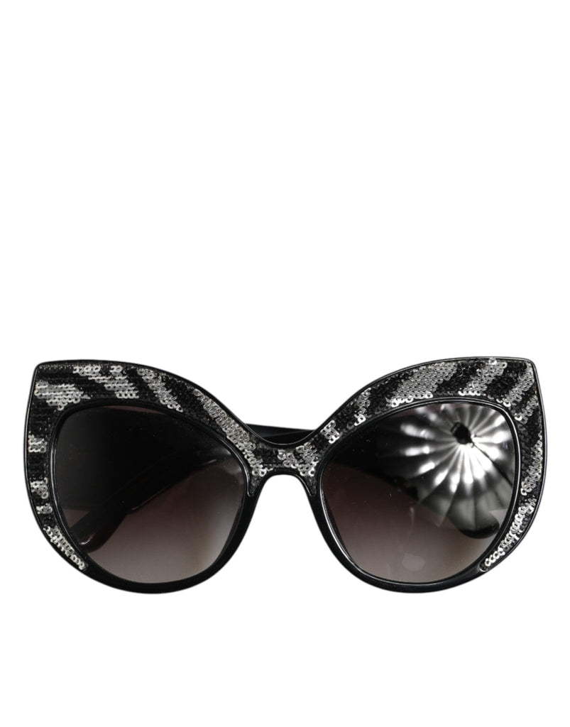 Dolce & Gabbana Black Silver Sequin Butterfly Polarized Sunglasses - Beyzy Store - Dolce & Gabbana