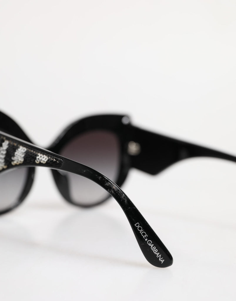 Dolce & Gabbana Black Silver Sequin Oversized Butterfly DG4326 Sunglasses - Beyzy Store - Dolce & Gabbana