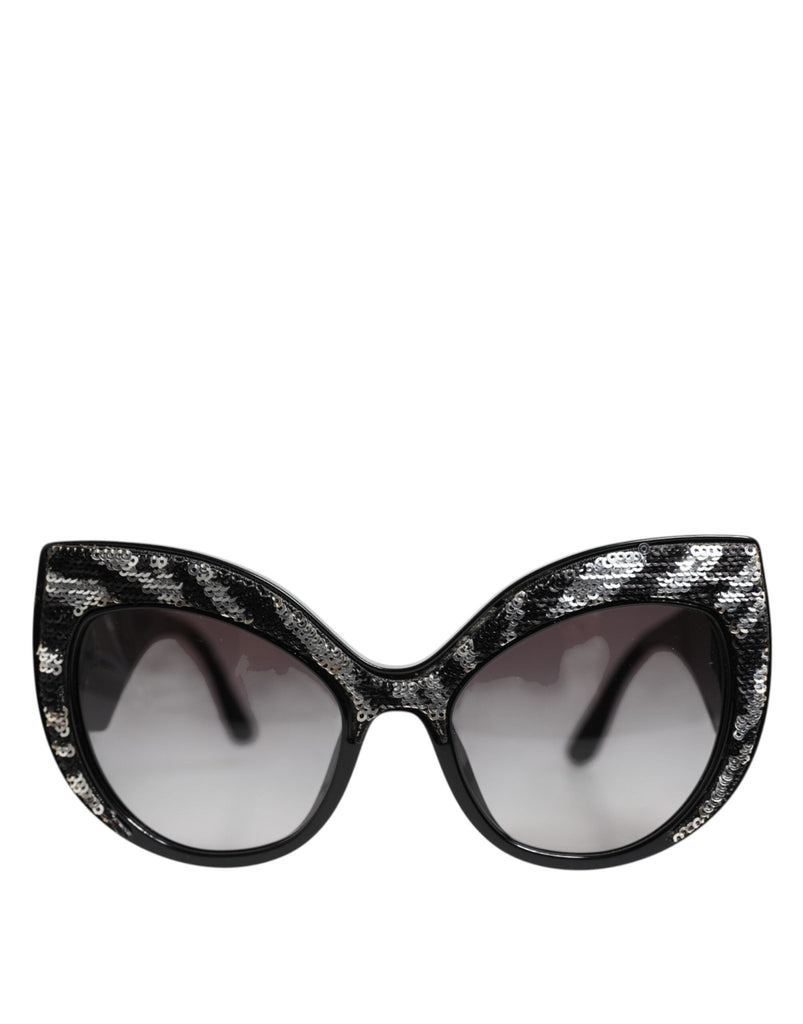 Dolce & Gabbana Black Silver Sequin Oversized Butterfly DG4326 Sunglasses - Beyzy Store - Dolce & Gabbana