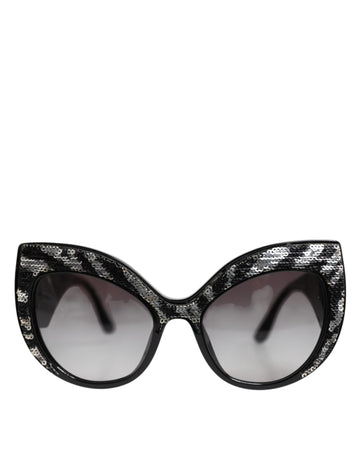Dolce & Gabbana Black Silver Sequin Oversized Butterfly DG4326 Sunglasses - Beyzy Store - Dolce & Gabbana