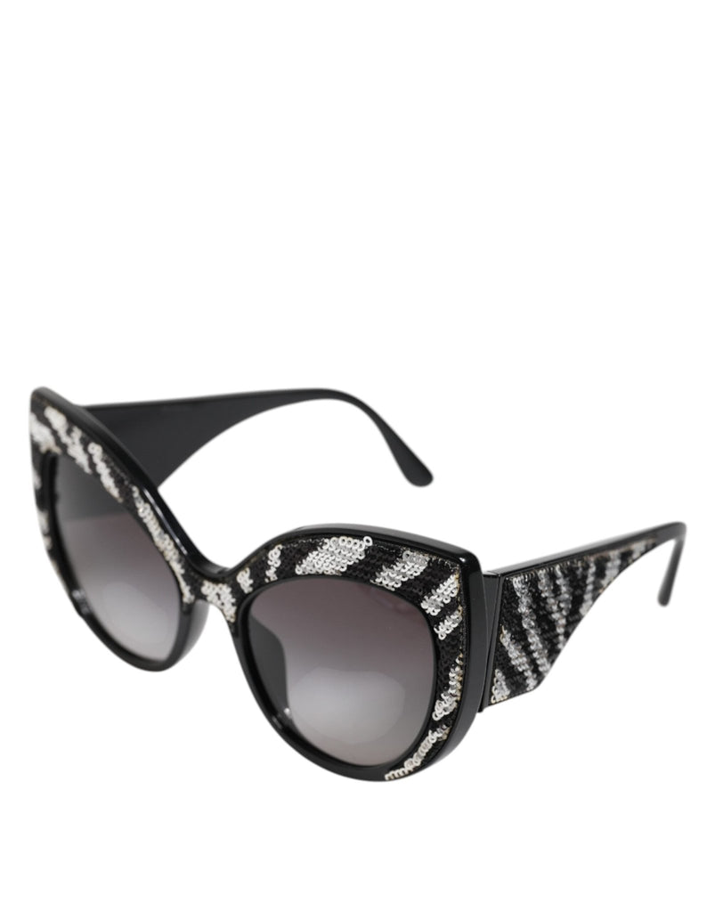Dolce & Gabbana Black Silver Sequin Oversized Butterfly DG4326 Sunglasses - Beyzy Store - Dolce & Gabbana