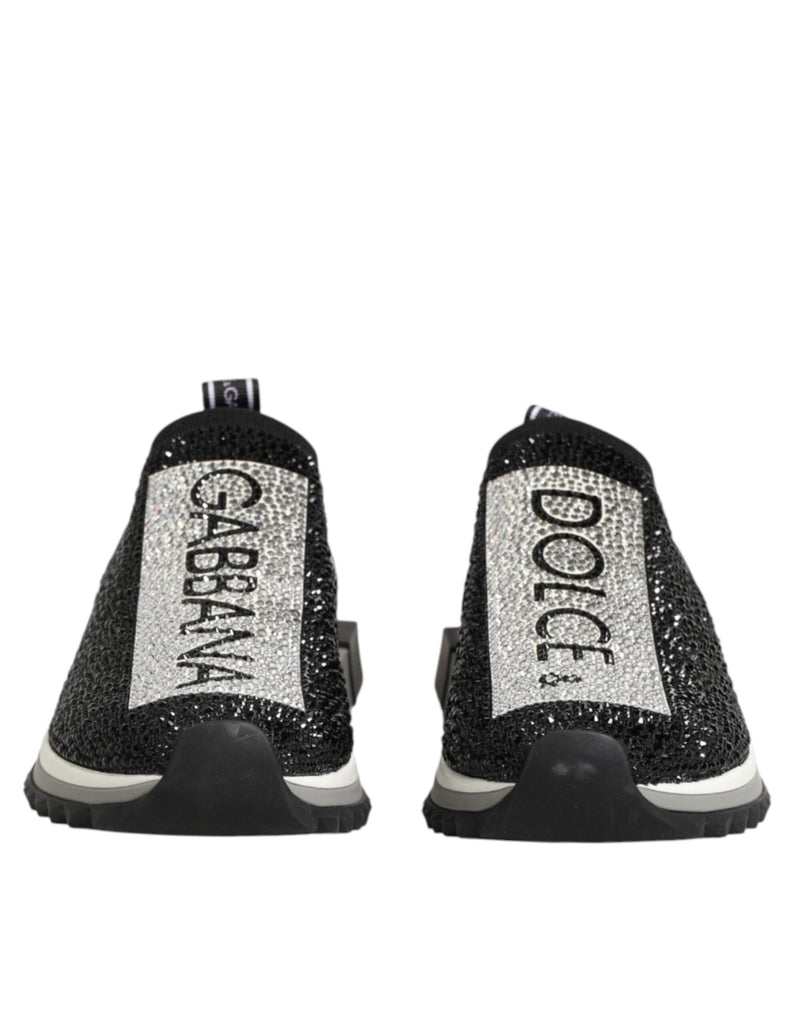 Dolce & Gabbana Black Silver Slip On Sorrento Sneakers Shoes - Beyzy Store - Dolce & Gabbana