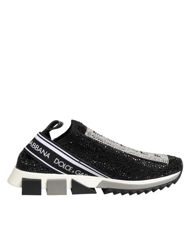 Dolce & Gabbana Black Silver Slip On Sorrento Sneakers Shoes - Beyzy Store - Dolce & Gabbana