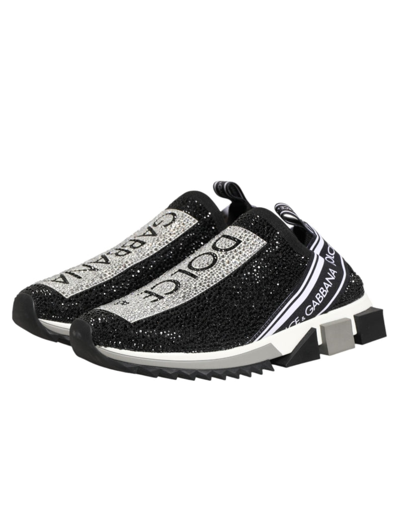 Dolce & Gabbana Black Silver Slip On Sorrento Sneakers Shoes - Beyzy Store - Dolce & Gabbana