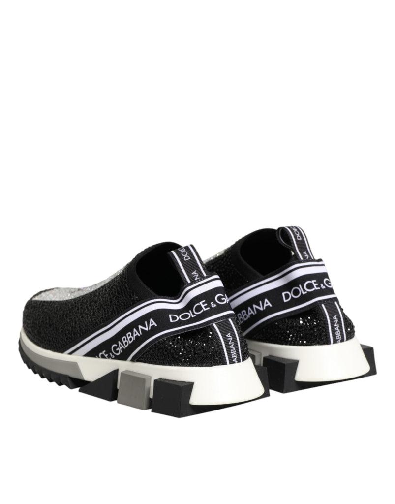 Dolce & Gabbana Black Silver Slip On Sorrento Sneakers Shoes - Beyzy Store - Dolce & Gabbana