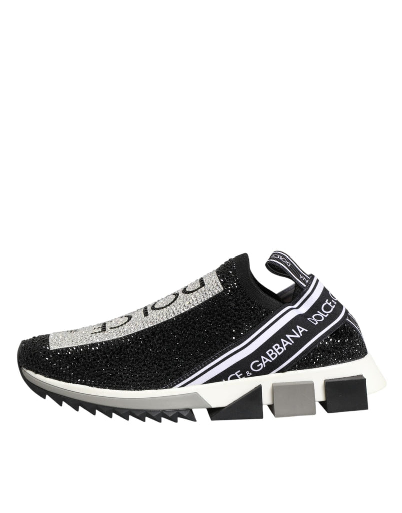 Dolce & Gabbana Black Silver Slip On Sorrento Sneakers Shoes - Beyzy Store - Dolce & Gabbana