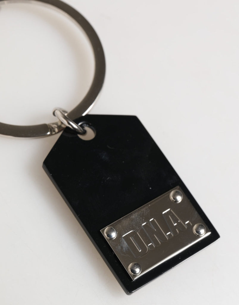 Dolce & Gabbana Black Sint Glass Plaque DG Logo Metal PlateKeychain Keyring - Beyzy Store - Dolce & Gabbana