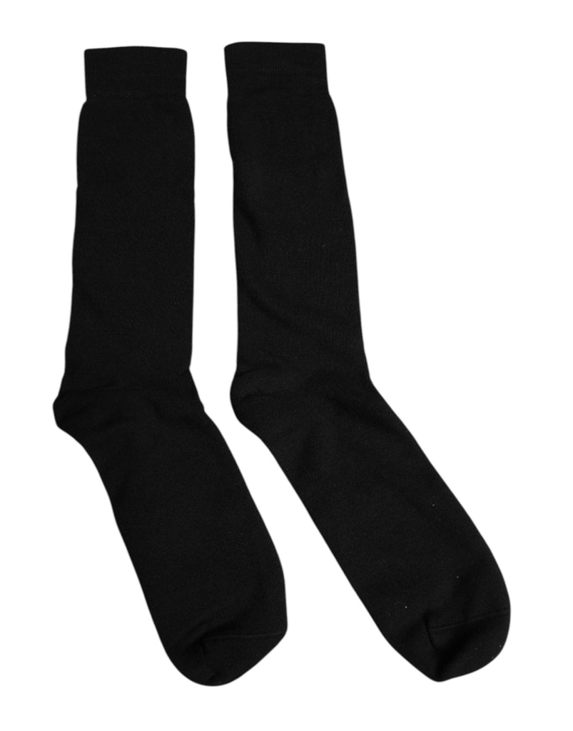Dolce & Gabbana Black Solid Cotton Mid Calf Men Socks - Beyzy Store - Dolce & Gabbana