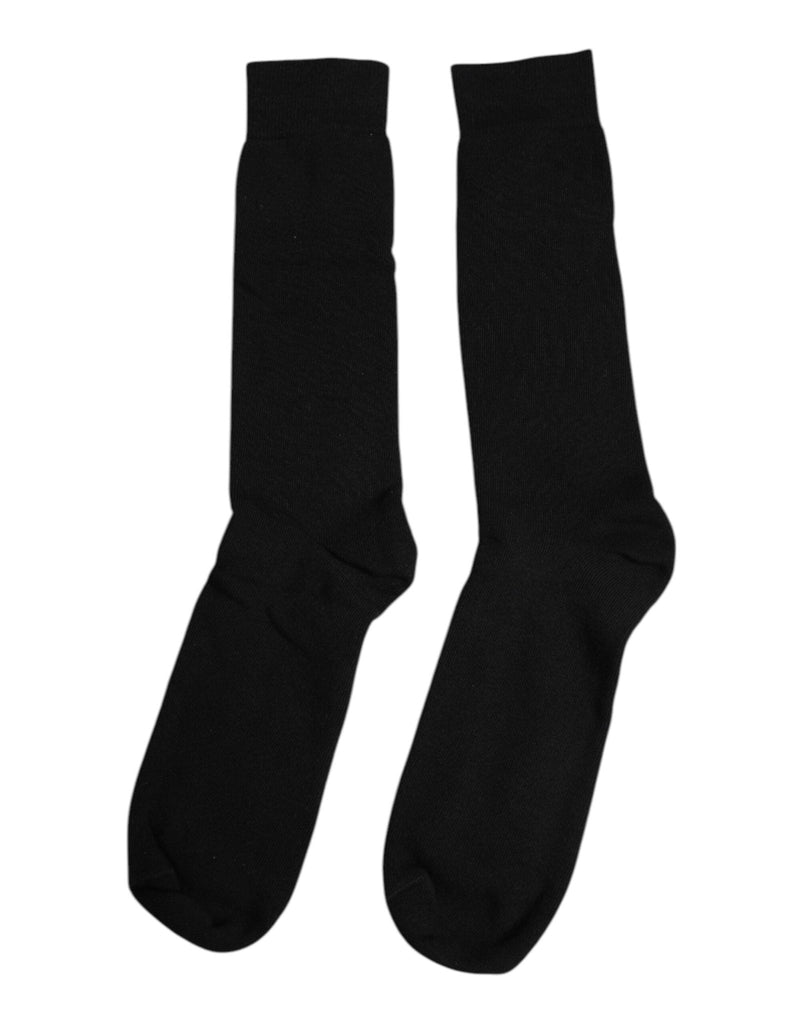 Dolce & Gabbana Black Solid Cotton Mid Calf Men Socks - Beyzy Store - Dolce & Gabbana