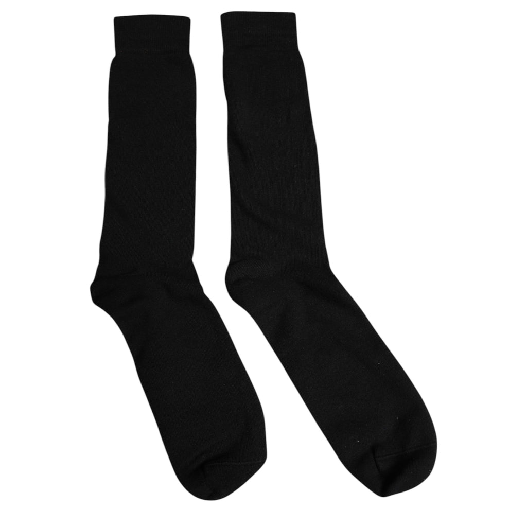 Dolce & Gabbana Black Solid Cotton Mid Calf Men Socks - Beyzy Store - Dolce & Gabbana