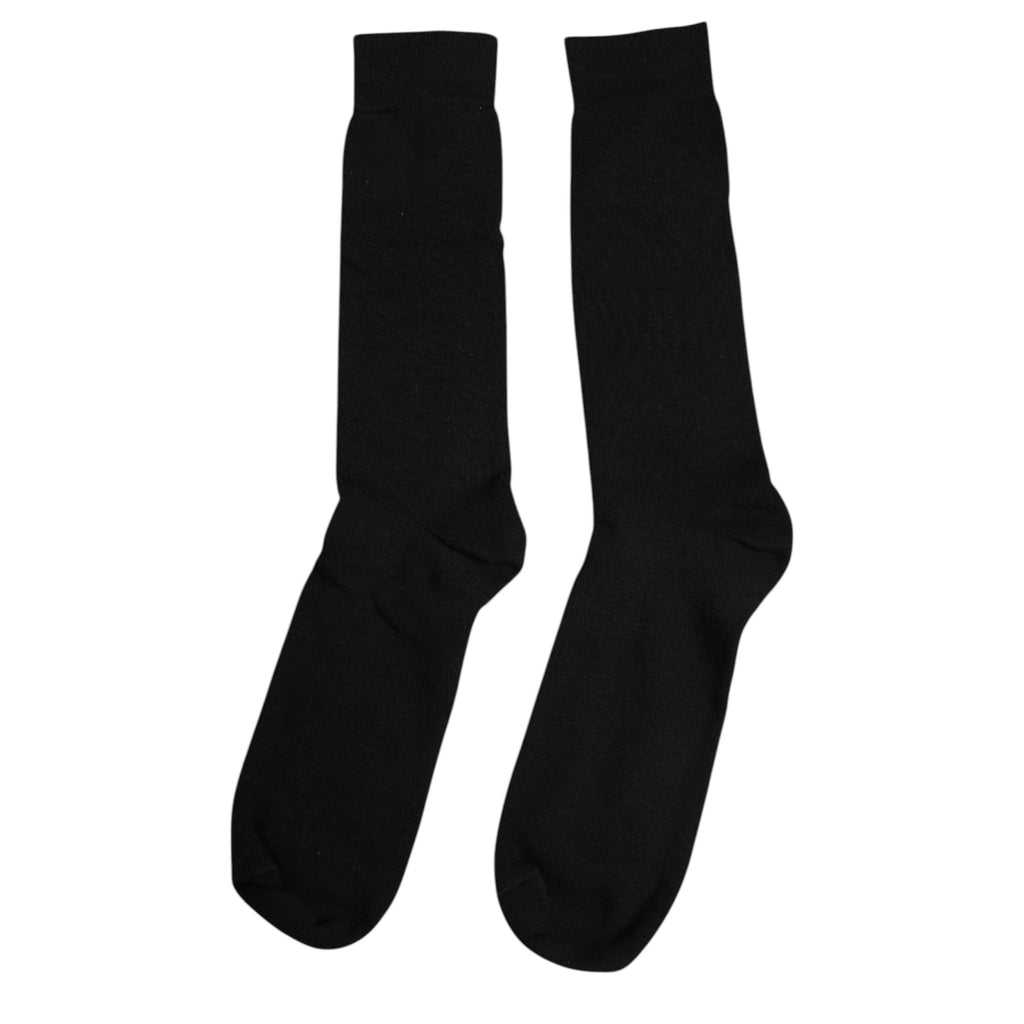 Dolce & Gabbana Black Solid Cotton Mid Calf Men Socks - Beyzy Store - Dolce & Gabbana