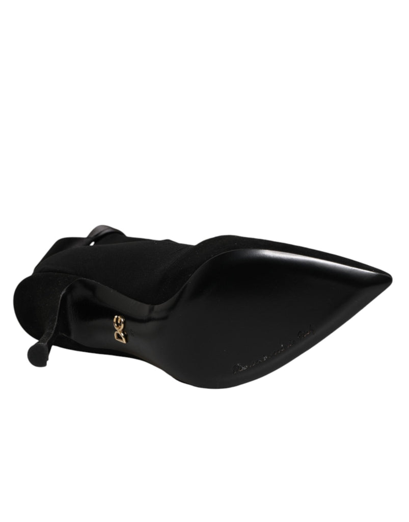 Dolce & Gabbana Black Stiletto Heels Lace Up Boots Shoes - Beyzy Store - Dolce & Gabbana