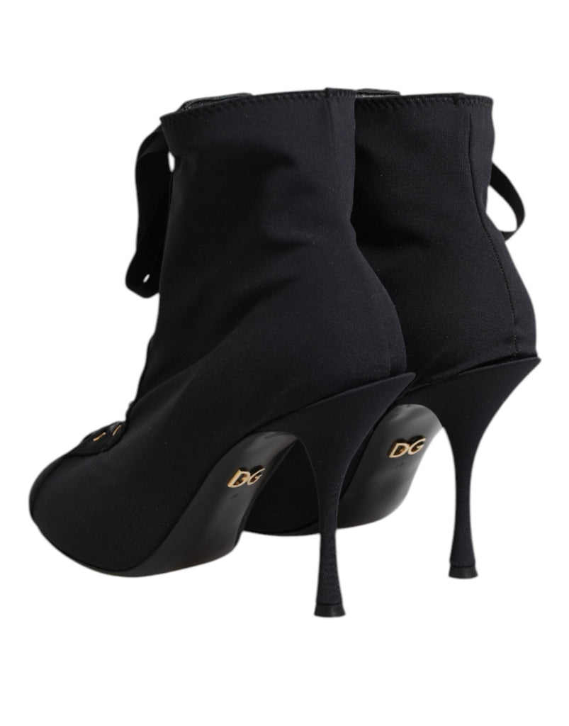 Dolce & Gabbana Black Stiletto Heels Lace Up Boots Shoes - Beyzy Store - Dolce & Gabbana