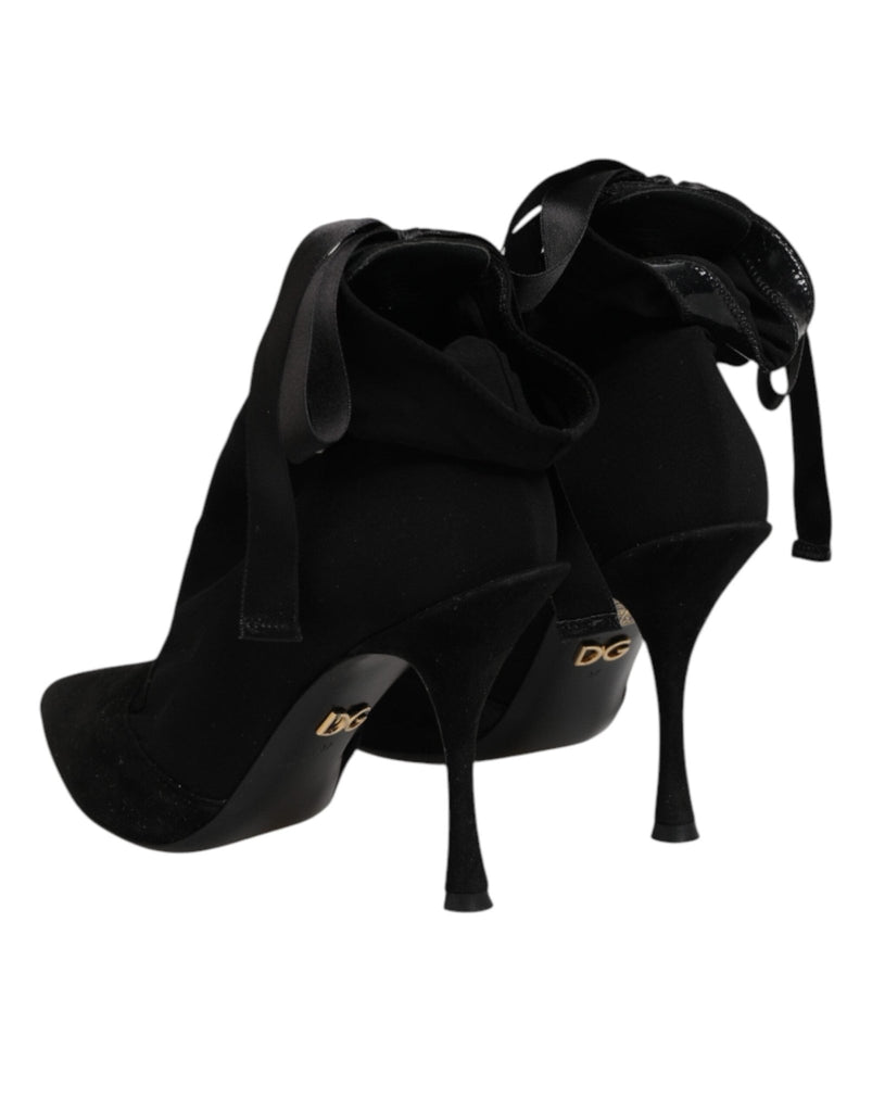 Dolce & Gabbana Black Stiletto Heels Lace Up Boots Shoes - Beyzy Store - Dolce & Gabbana