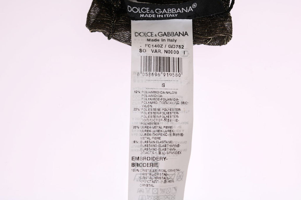 Dolce & Gabbana Black Stretch Floral Clear Crystal Socks - Beyzy Store - Dolce & Gabbana