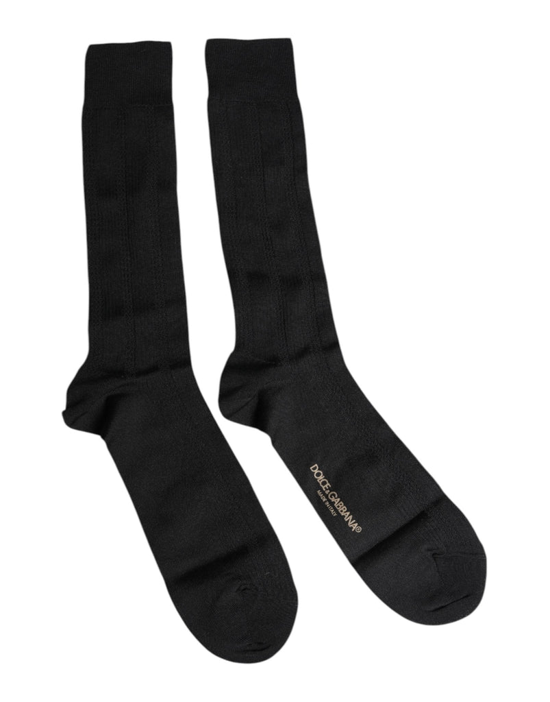 Dolce & Gabbana Black Stretch Logo Mid Calf Men Socks - Beyzy Store - Dolce & Gabbana