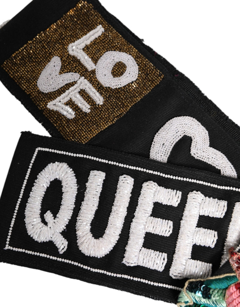 Dolce & Gabbana Black Stretch Multicolor Embellished Waist Belt - Beyzy Store - Dolce & Gabbana