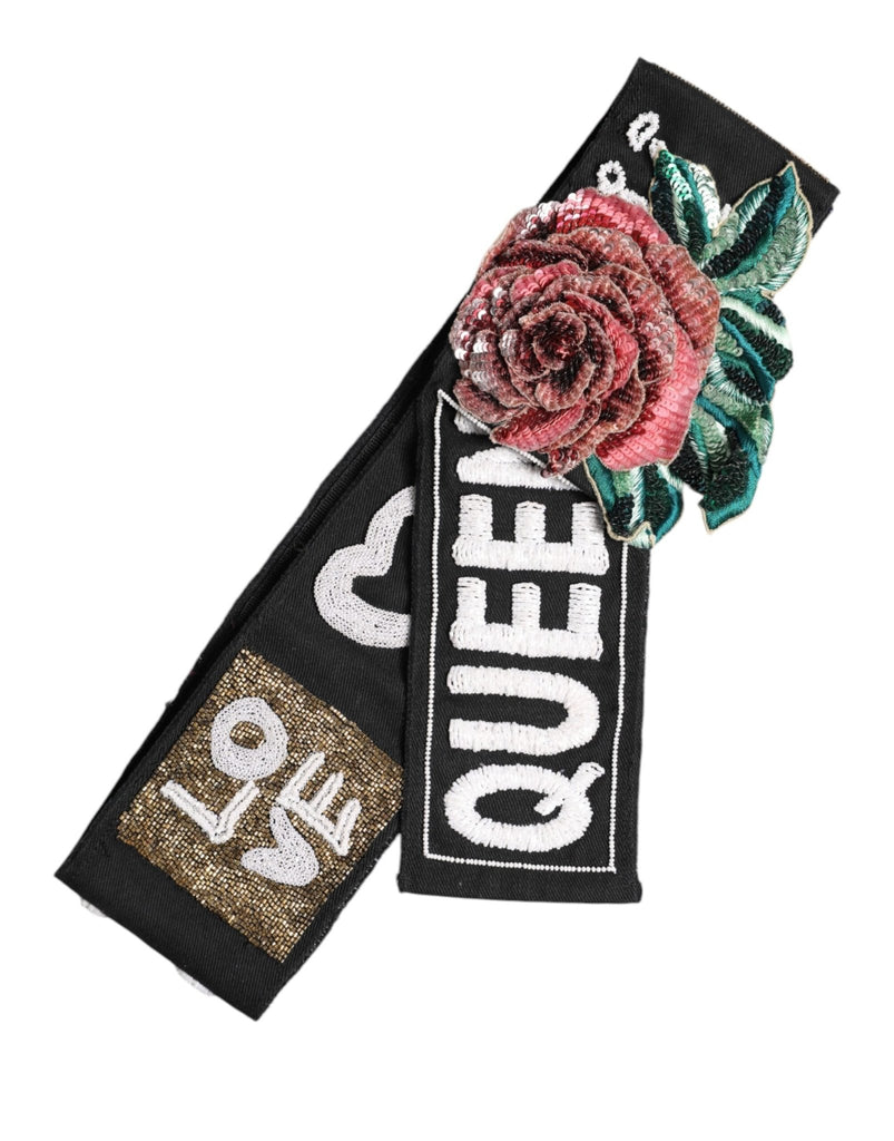 Dolce & Gabbana Black Stretch Multicolor Embellished Waist Belt - Beyzy Store - Dolce & Gabbana