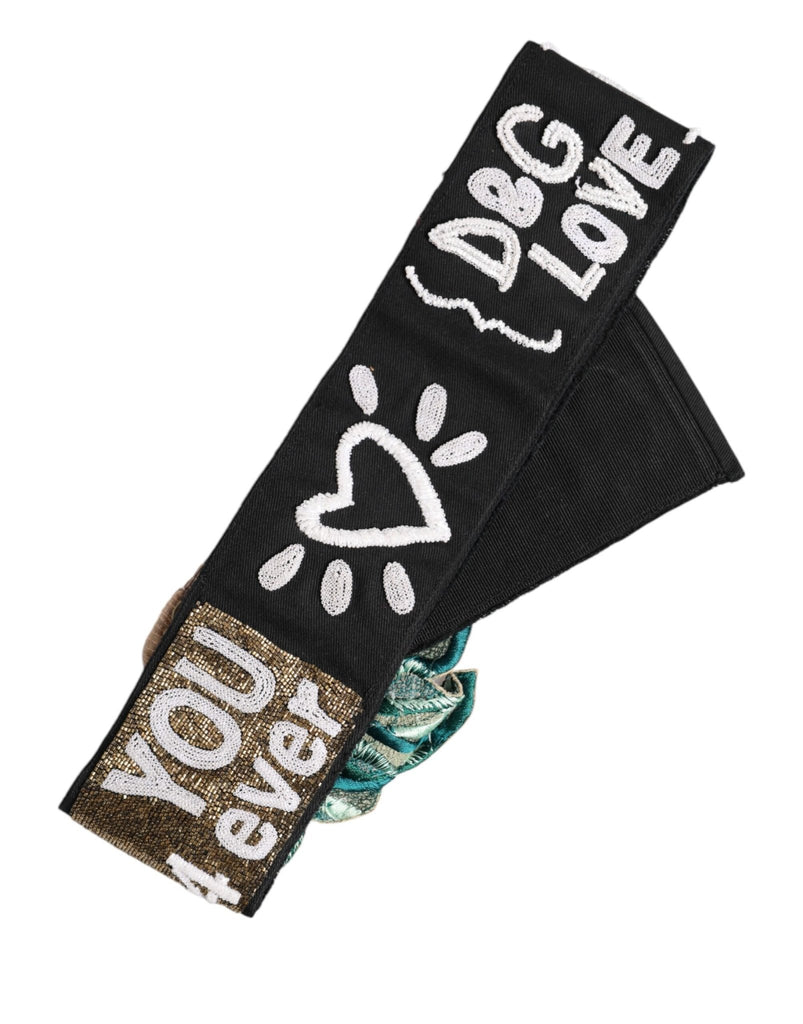 Dolce & Gabbana Black Stretch Multicolor Embellished Waist Belt - Beyzy Store - Dolce & Gabbana