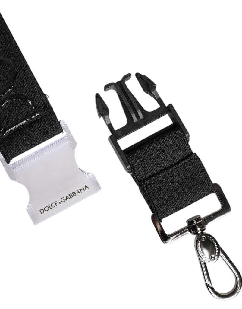 Dolce & Gabbana Black Stretch Polyester Rubberised DG Logo Keychain - Beyzy Store - Dolce & Gabbana