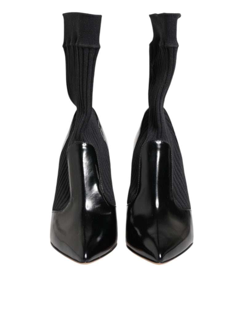 Dolce & Gabbana Black Stretch Stilettos Booties Socks Shoes - Beyzy Store - Dolce & Gabbana