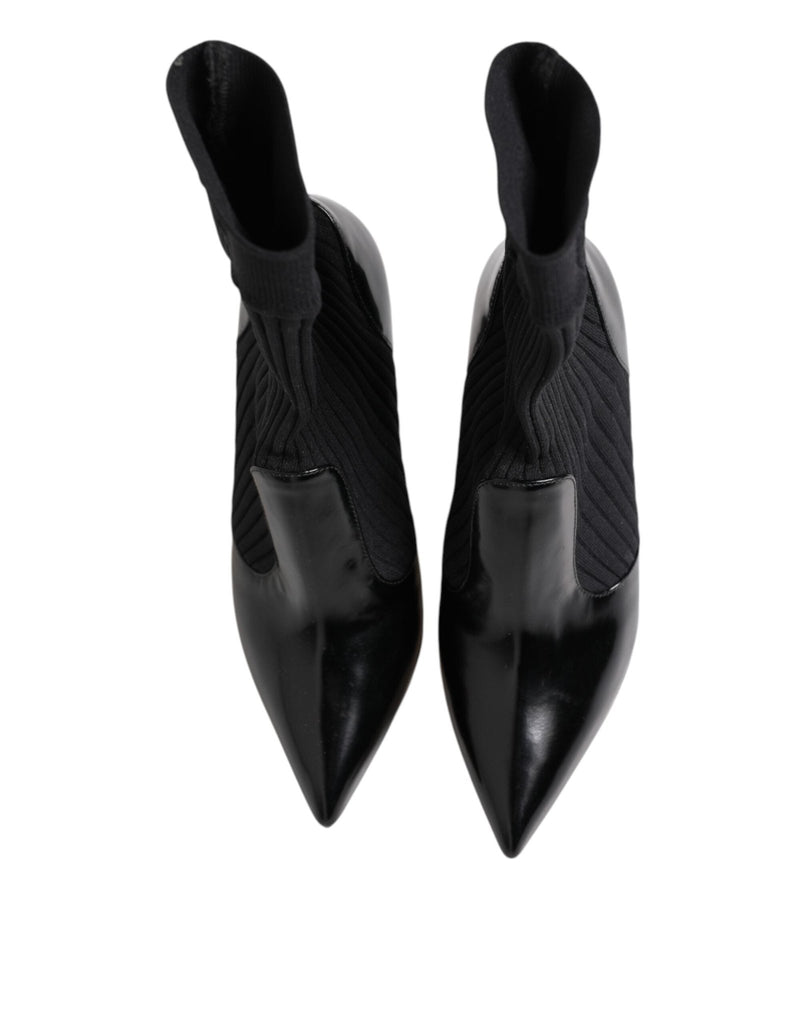 Dolce & Gabbana Black Stretch Stilettos Booties Socks Shoes - Beyzy Store - Dolce & Gabbana