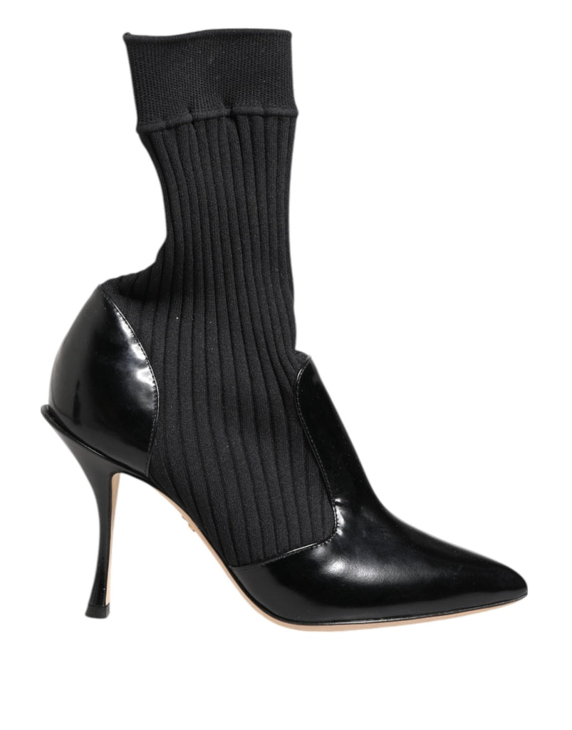 Dolce & Gabbana Black Stretch Stilettos Booties Socks Shoes - Beyzy Store - Dolce & Gabbana