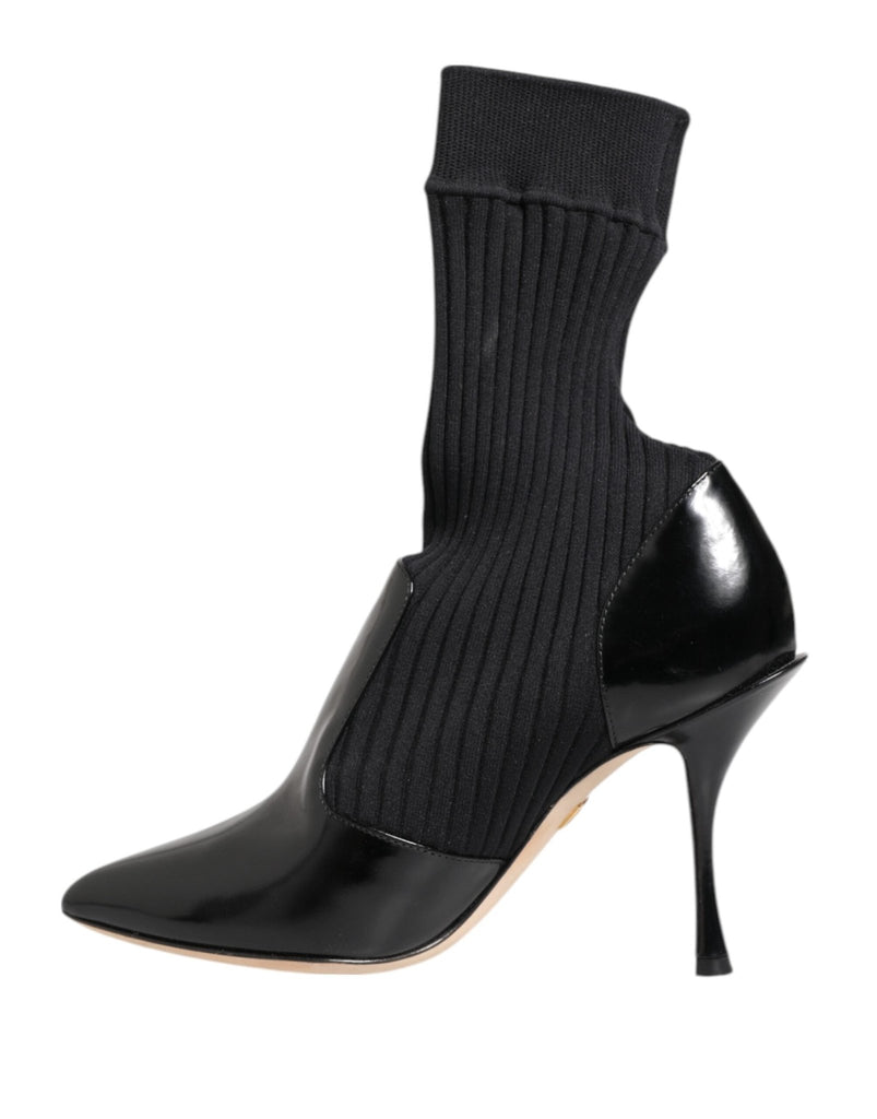 Dolce & Gabbana Black Stretch Stilettos Booties Socks Shoes - Beyzy Store - Dolce & Gabbana