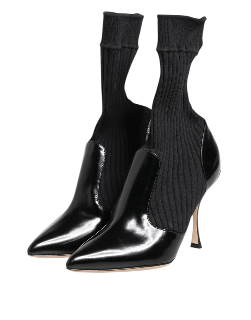 Dolce & Gabbana Black Stretch Stilettos Booties Socks Shoes - Beyzy Store - Dolce & Gabbana