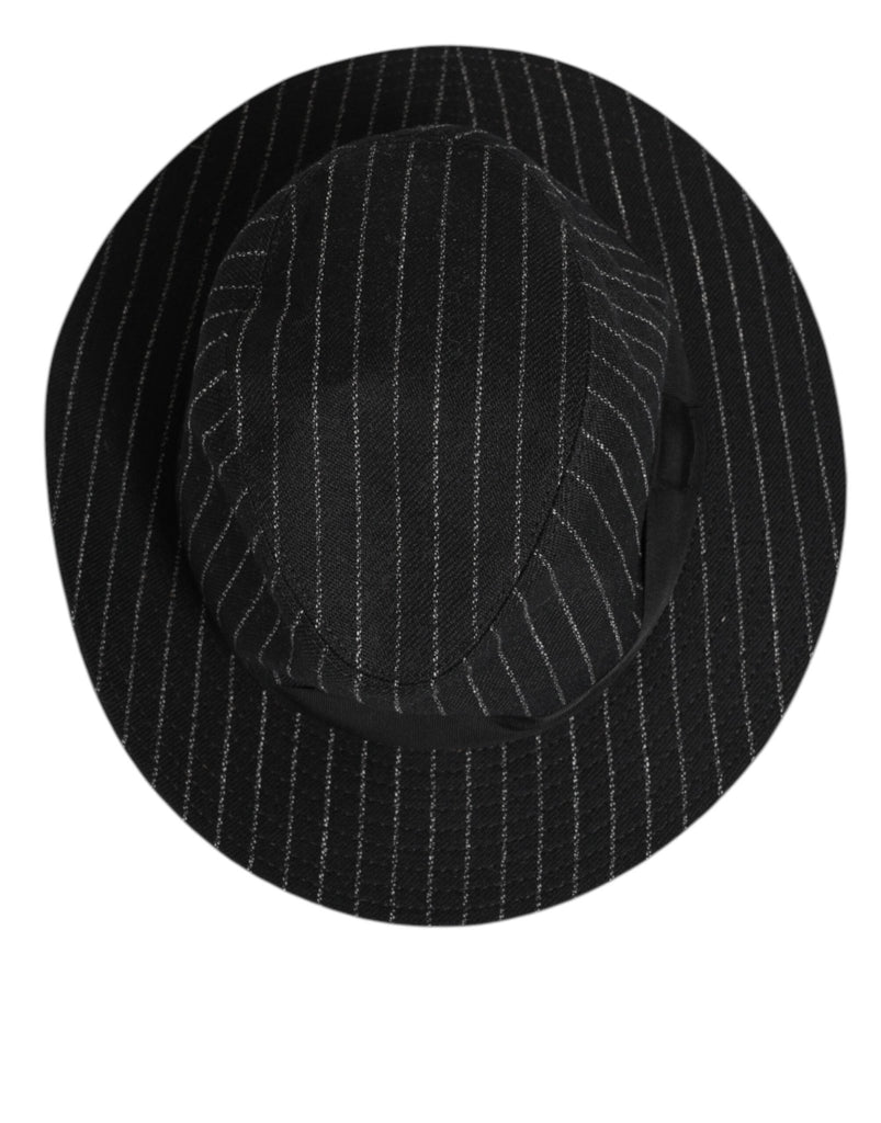 Dolce & Gabbana Black Striped Virgin Wool Men Fedora Capello Hat - Beyzy Store - Dolce & Gabbana
