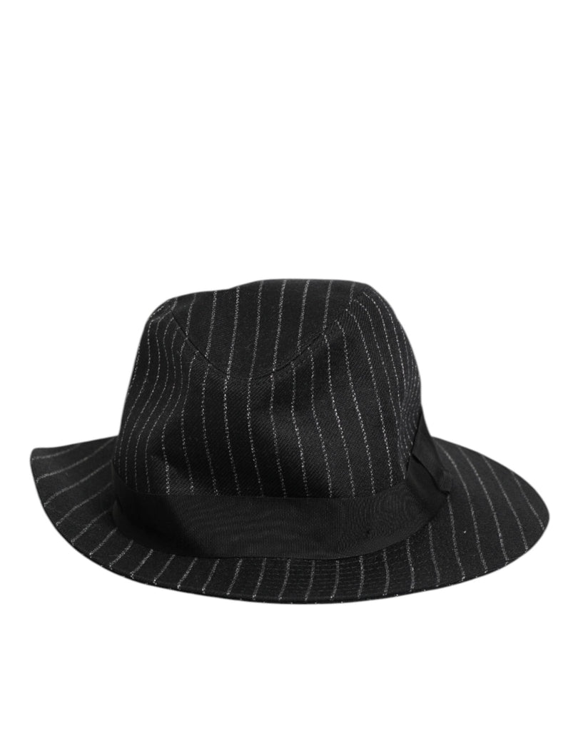 Dolce & Gabbana Black Striped Virgin Wool Men Fedora Capello Hat - Beyzy Store - Dolce & Gabbana