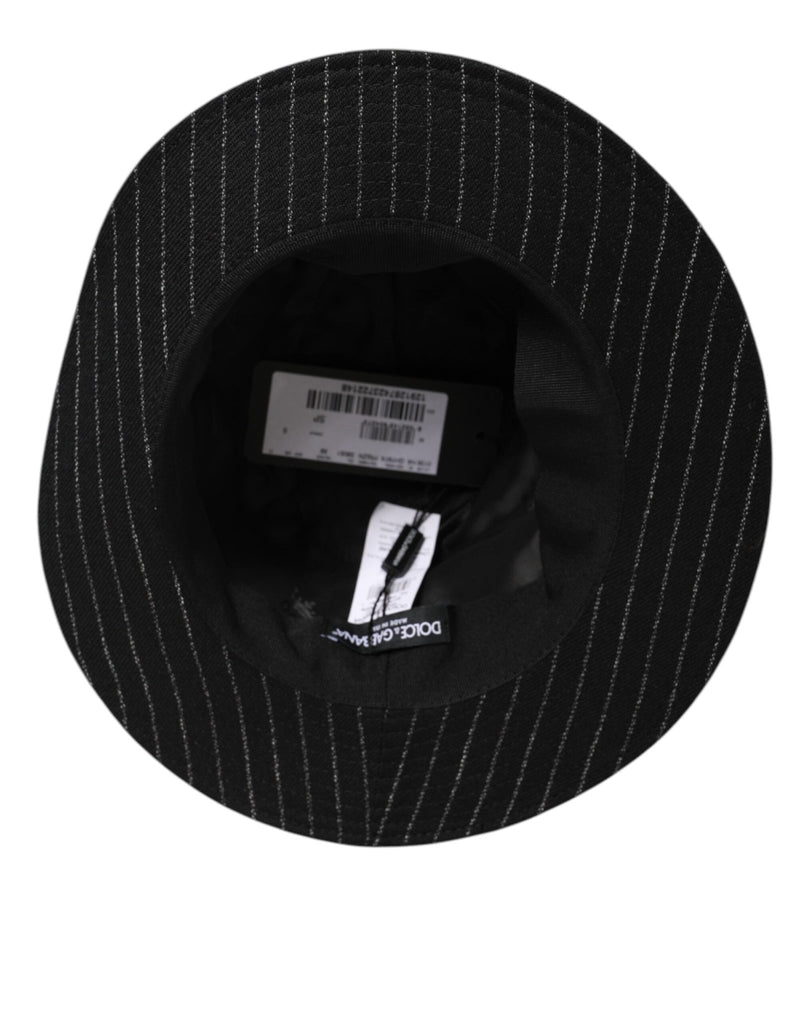 Dolce & Gabbana Black Striped Virgin Wool Men Fedora Capello Hat - Beyzy Store - Dolce & Gabbana