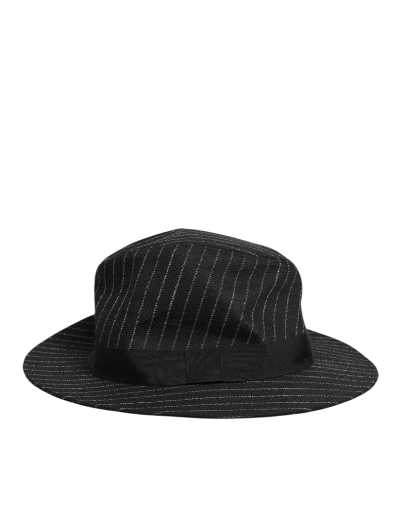 Dolce & Gabbana Black Striped Virgin Wool Men Fedora Capello Hat - Beyzy Store - Dolce & Gabbana