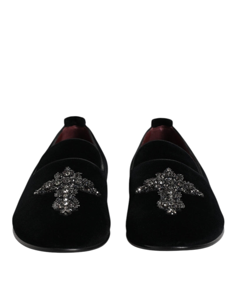 Dolce & Gabbana Black Suede Cross Slip On Loafers Dress Shoes - Beyzy Store - Dolce & Gabbana