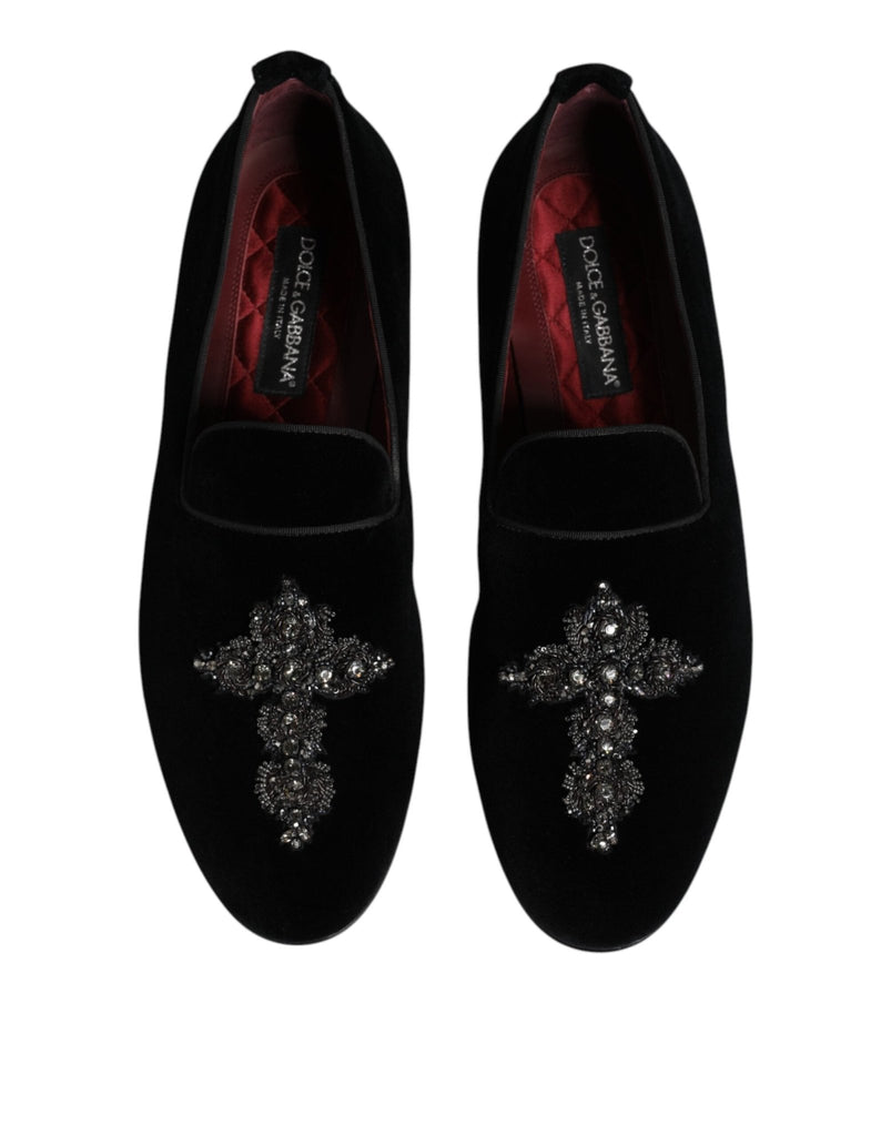 Dolce & Gabbana Black Suede Cross Slip On Loafers Dress Shoes - Beyzy Store - Dolce & Gabbana