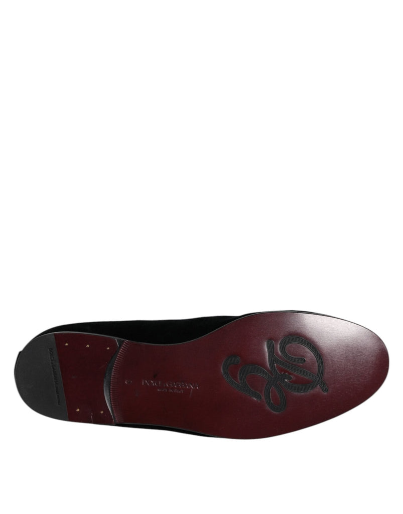 Dolce & Gabbana Black Suede Cross Slip On Loafers Dress Shoes - Beyzy Store - Dolce & Gabbana