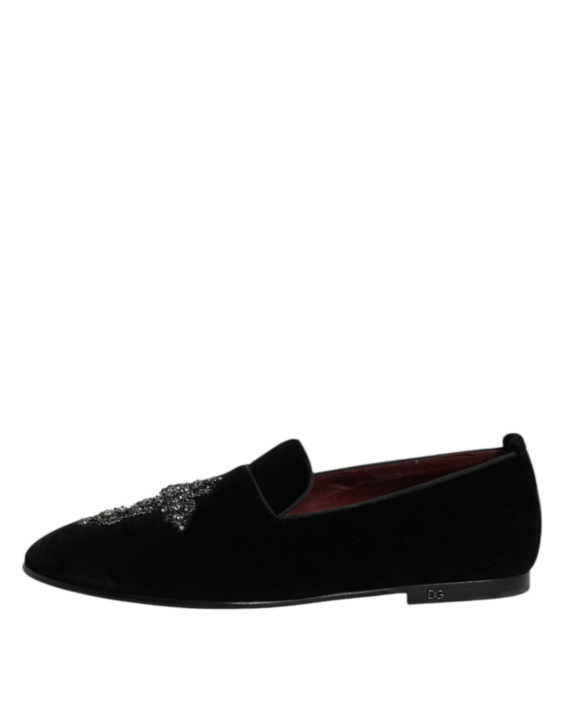 Dolce & Gabbana Black Suede Cross Slip On Loafers Dress Shoes - Beyzy Store - Dolce & Gabbana