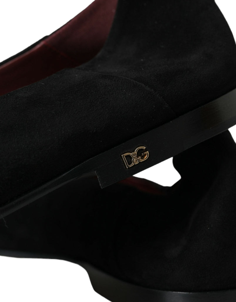 Dolce & Gabbana Black Suede Loafers Formal Dress Slip On Shoes - Beyzy Store - Dolce & Gabbana