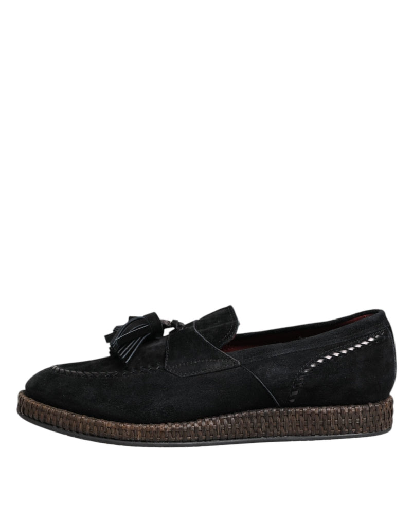 Dolce & Gabbana Black Suede Tassel Embellished Loafers Shoes - Beyzy Store - Dolce & Gabbana
