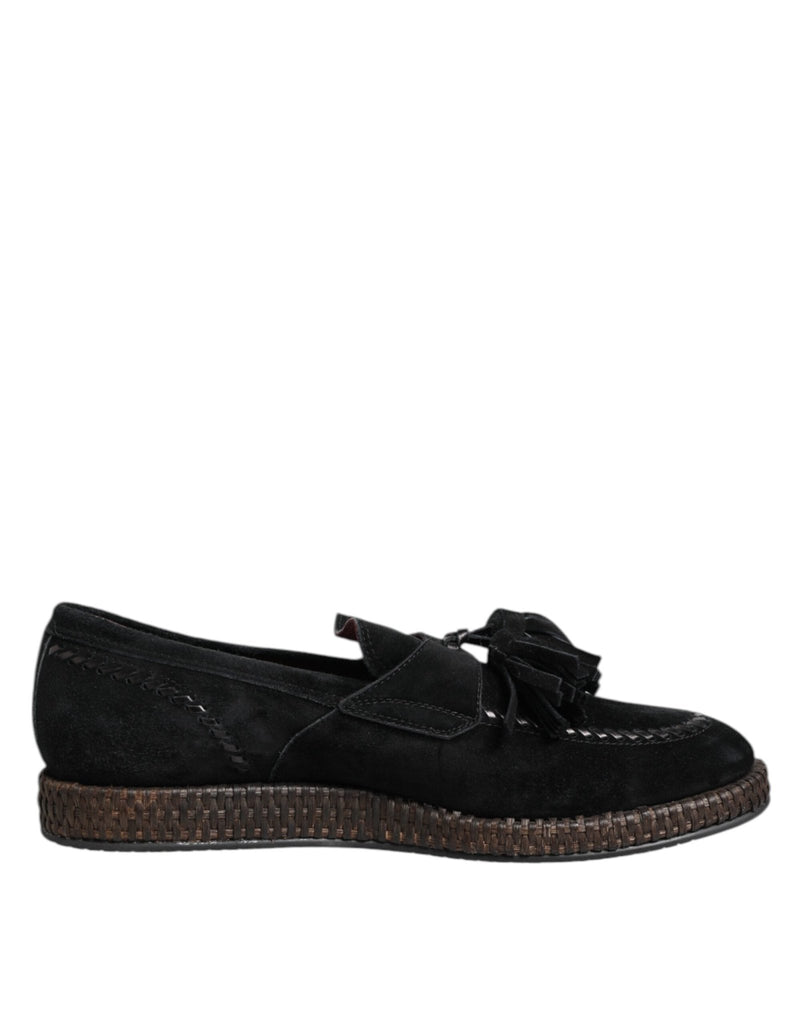Dolce & Gabbana Black Suede Tassel Embellished Loafers Shoes - Beyzy Store - Dolce & Gabbana